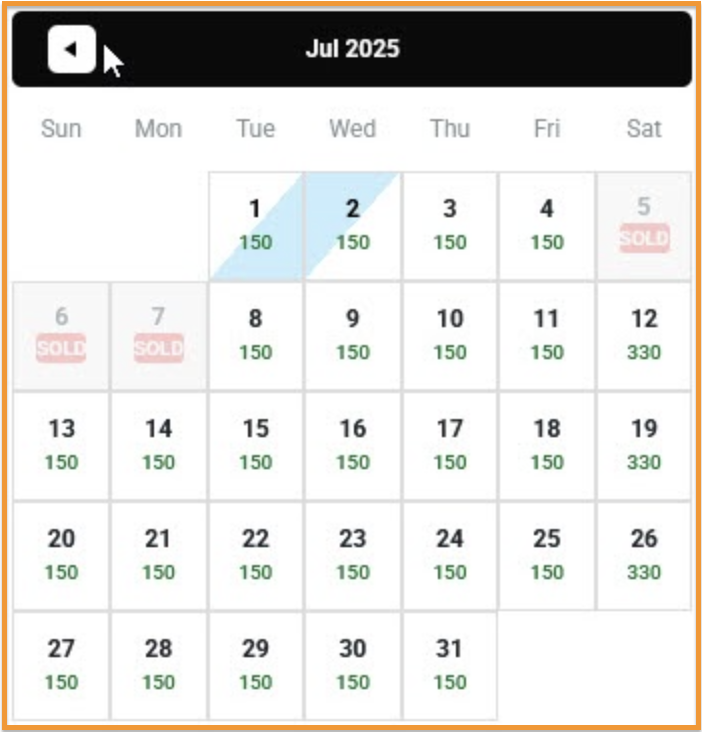 New Visual Indicator for Sold-Out Dates