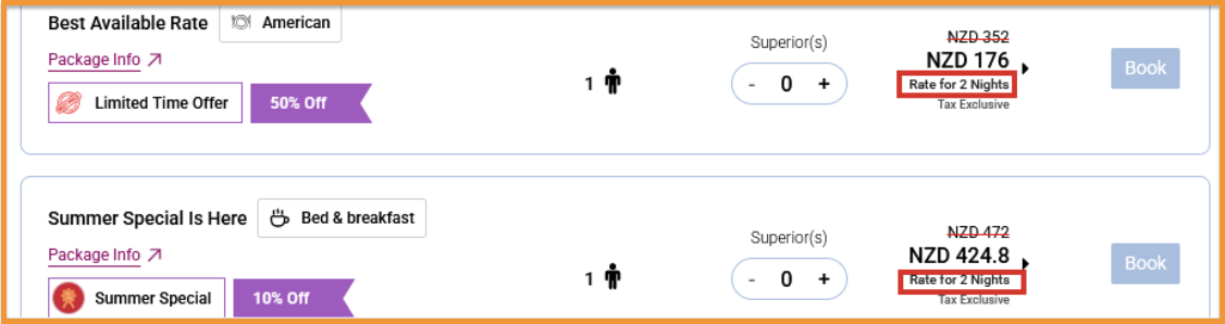 SwiftBook - Price for Number of Nights